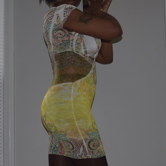 Light Multi Color Poly Dress with Mesh Pattern Waist - Picture 3 of 7